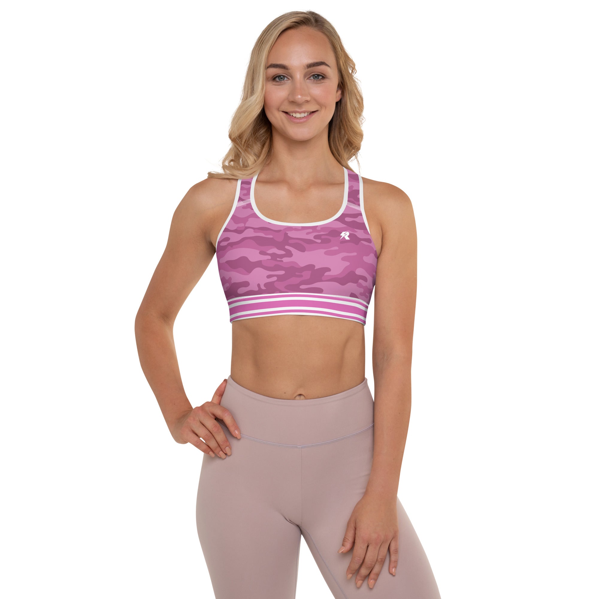 Pink Camo Print Sports Bra